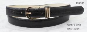 Wholesale Black Feather Edge Fashionable Slim Lady Belts With Gold Pipe In Loops from china suppliers
