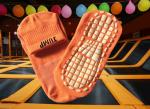 Sky Zone Anti Slip Trampoline Safety Socks , Orange Breathable Grip Socks With