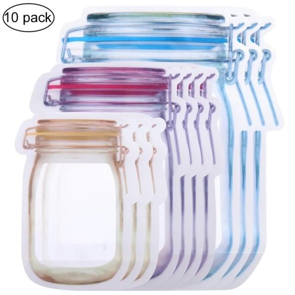 Factory Price Mason Jar Shape Storage Bags Snacks Candy Fresh Zipper Seal Food