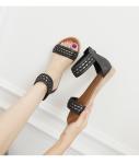 BS047 Bohemian Flat Sandals Amoi European And American Style Rear Zipper Open