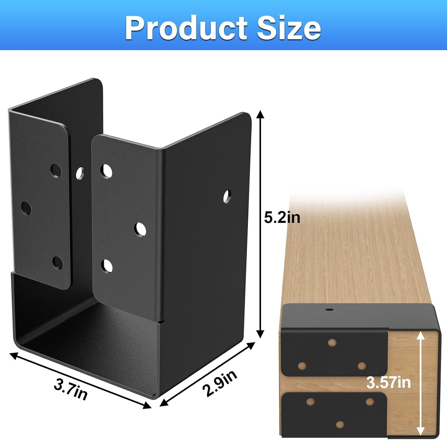 Outdoor Concealed Flange Joist Bracket Q235B Steel Powder Coated For 4X6 Beam
