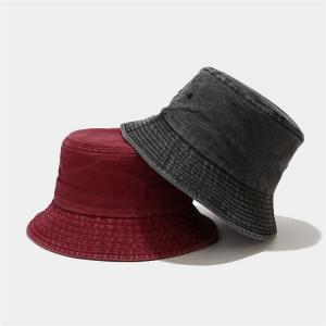 Wholesale Foldable Plain Fisherman Bucket Hat Washed Cotton Denim cap Unisex For Outdoor from china suppliers