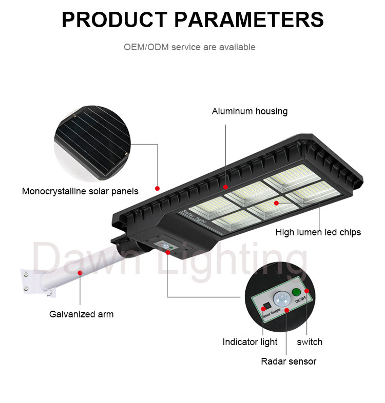 60w 120w 180w Solar Powered LED Street Lights All In One Die Cast Aluminum