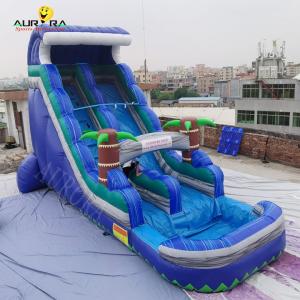 Wholesale Tarpaulin Inflatable Water Slide For Adult Blue Tropical Kids Tropical Palm Tree from china suppliers