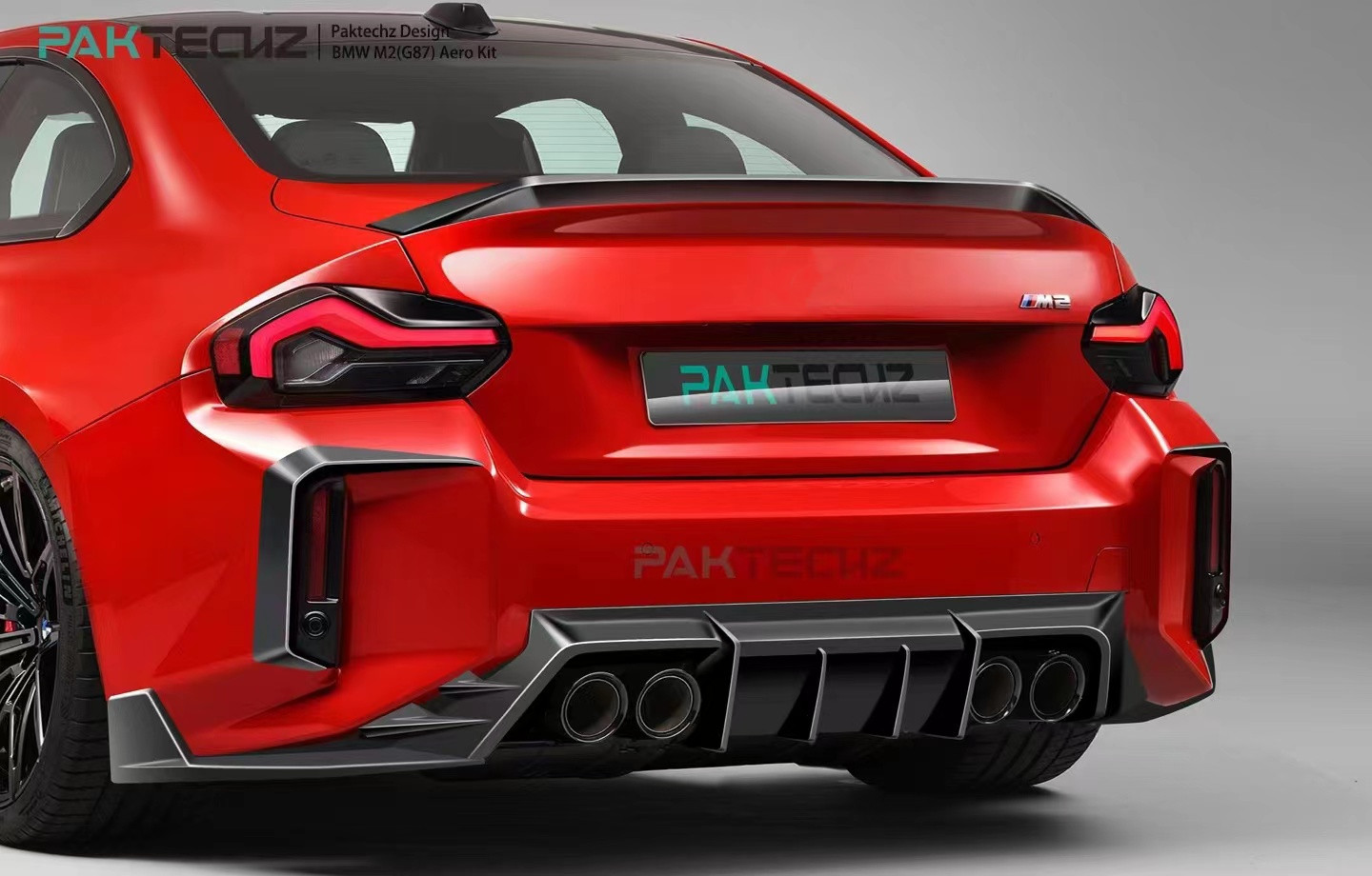 For BMW M2 G87 Carbon Fiber Body Kit M2 Upgraded Paktechz Style Carbon Fiber Front Lip Diffuser Spoiler Hood
