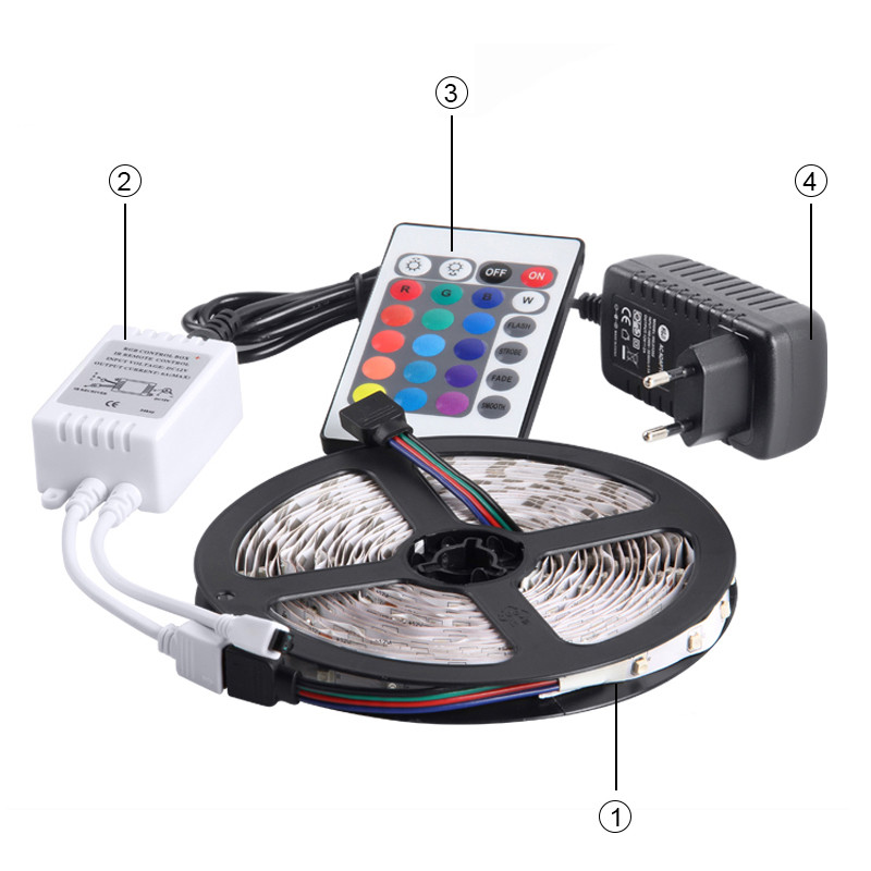 3528SMD Flexible LED Strip Light Kit 12V 2A IR Remote Controller​