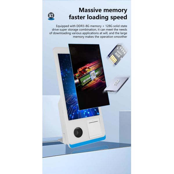 Restaurant Self-service Ordering Counter Kiosk Win 8+128GB Self-service Payment Kiosk with Printer Nfc QR Code Scanner
