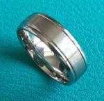Cobalt Chrome 8MM Double Grooves Middle Satin Finish Wedding Band Ring,White