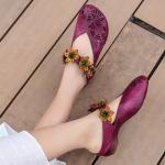S004 2020 spring and summer new leather hollow flower velcro women's shoes round
