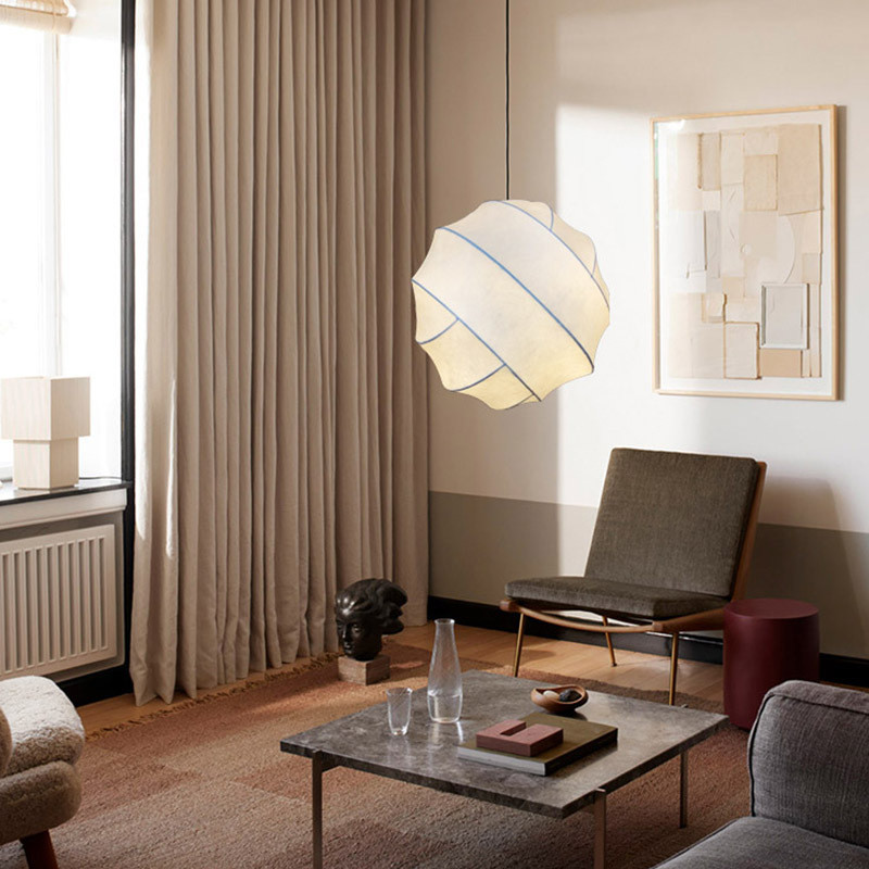 Nordic Style LED Ball Chandelier Simple Hanging Pendant Silk Lamp For Bedroom & Study For Homestay Lighting