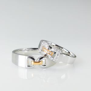 Wholesale Double Color Cute Bows Contracted Gold Jewellery Couple Rings from china suppliers