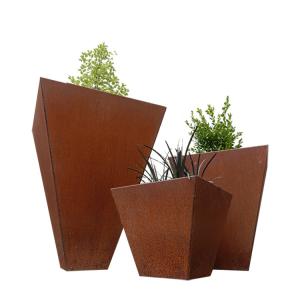 Wholesale Polygonal Outdoor Metal Planter Rusted Steel Planter Boxes For Flower from china suppliers