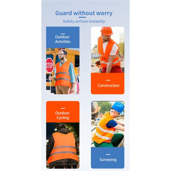 S - 3XL Hi Vis Vest Industrial Security Traffic Safety Jacket Reflective