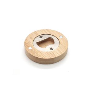 Wholesale Magnetic Bamboo Metal Bottle Opener - Round Wooden Fridge Magnet from china suppliers