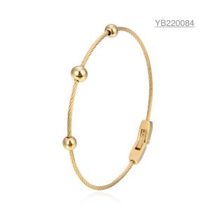 Wholesale OEM Simple Small Bead Bracelet K Gold Stainless Steel Rope Chain Bracelet from china suppliers