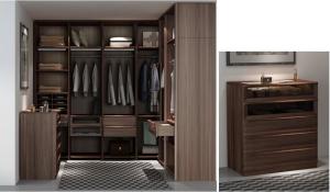 Wholesale Custom Furniture Walnut wood Built Walk in Wardrobe Closet with Cloth display racks and Storage Cabinets from china suppliers