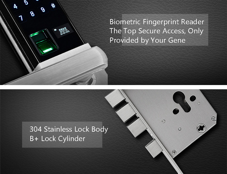 Fingerprint Digital Electronic Door Locks Keypad Sliding Cover Protection