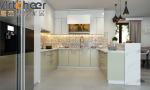 Green Color Quartz Stone Top U Shape Kitchen Cabinet for Modern Stylish Kitchen