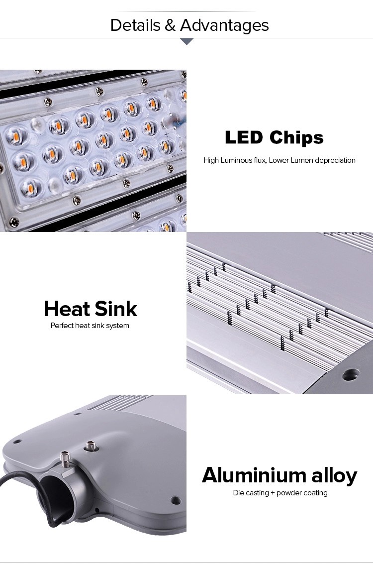 Outdoor IP65 High Power Solar Lights , 60w Solar Led Street Light 2700K-6500K CCT