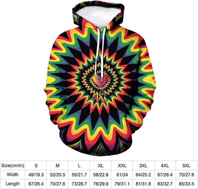 Color Rainbow Printed Hoodie Tie Dye Sweatshirt Fashion Graphic Pullover For Men Women