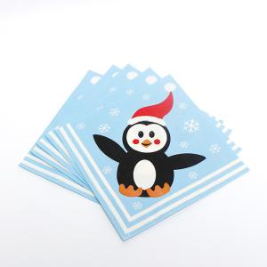 Wholesale 17gsm Printed Paper Dinner Napkins , Towel Tissue Blue Paper Serviettes from china suppliers