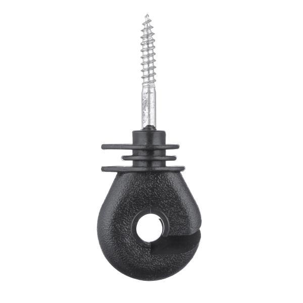 Oval Shape Ring Insulator Black Electric Fencing Wood Post Insulator Screw-In