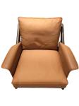 Down feather filled in Leather upholstered cushion Armchair sofa with Oak wood
