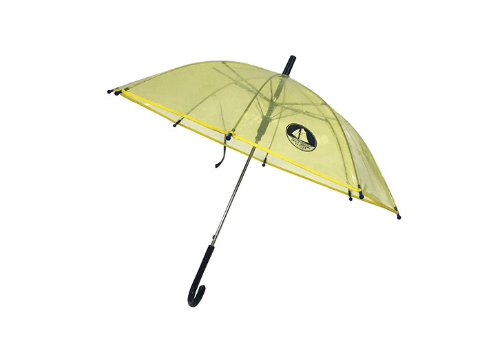 Compact Child'S Clear Umbrella Yellow POE Materails Plastic Hook Handle
