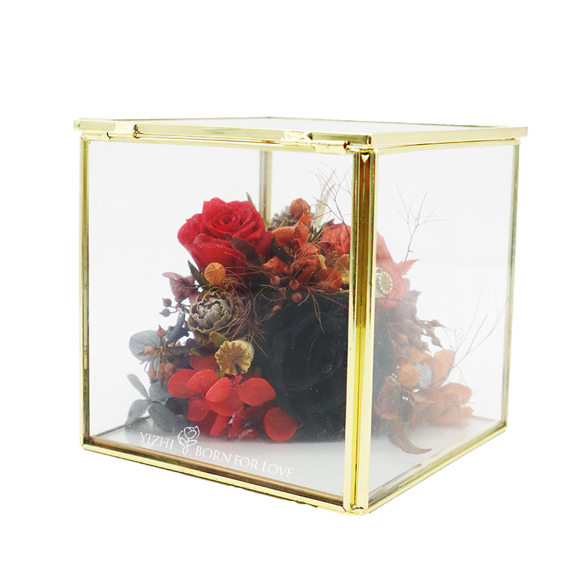 446g 16.5*15*14CM Glass Dome Rose For Valentine'S Day