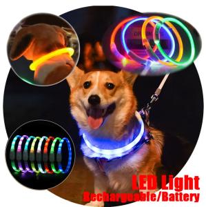 Wholesale Training Leather Dog Collars Colorful LED Flashing Puppy Collar from china suppliers