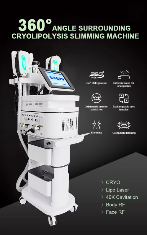 360 Cryo 40K Cavitation Body Sculpting With Double Chin Handle For Cellulite Removal