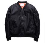 Male Vintage Ma1 Bomber Jacket With Crew Neck Collar Single Breasted