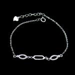 Triangle Design Sterling Silver Chain Bracelet / Cubic Zirconia Cuff Bracelet