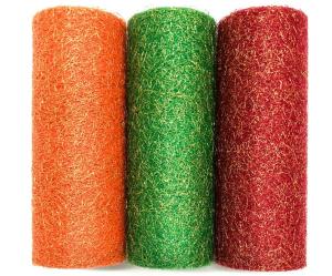 Wholesale Metallic Organza Glitter Tulle Spool 100% Nylon Mesh Fabric 19GSM 6in Tulle Rolls from china suppliers