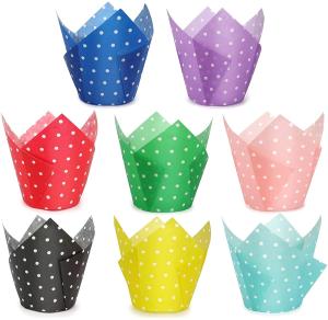 Wholesale Greaseproof Waterproof Paper Muffin Tulip Polka Dot Cupcake Liners Colorful from china suppliers