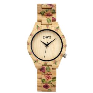 Wholesale Lightweight Bamboo Wrist Watch Handmade Round Case Shape For Thanksgiving Day from china suppliers