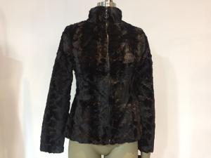 Wholesale Girls Black Color Faux Fur Coat With Funnel Collar Zip Through TW77402 from china suppliers
