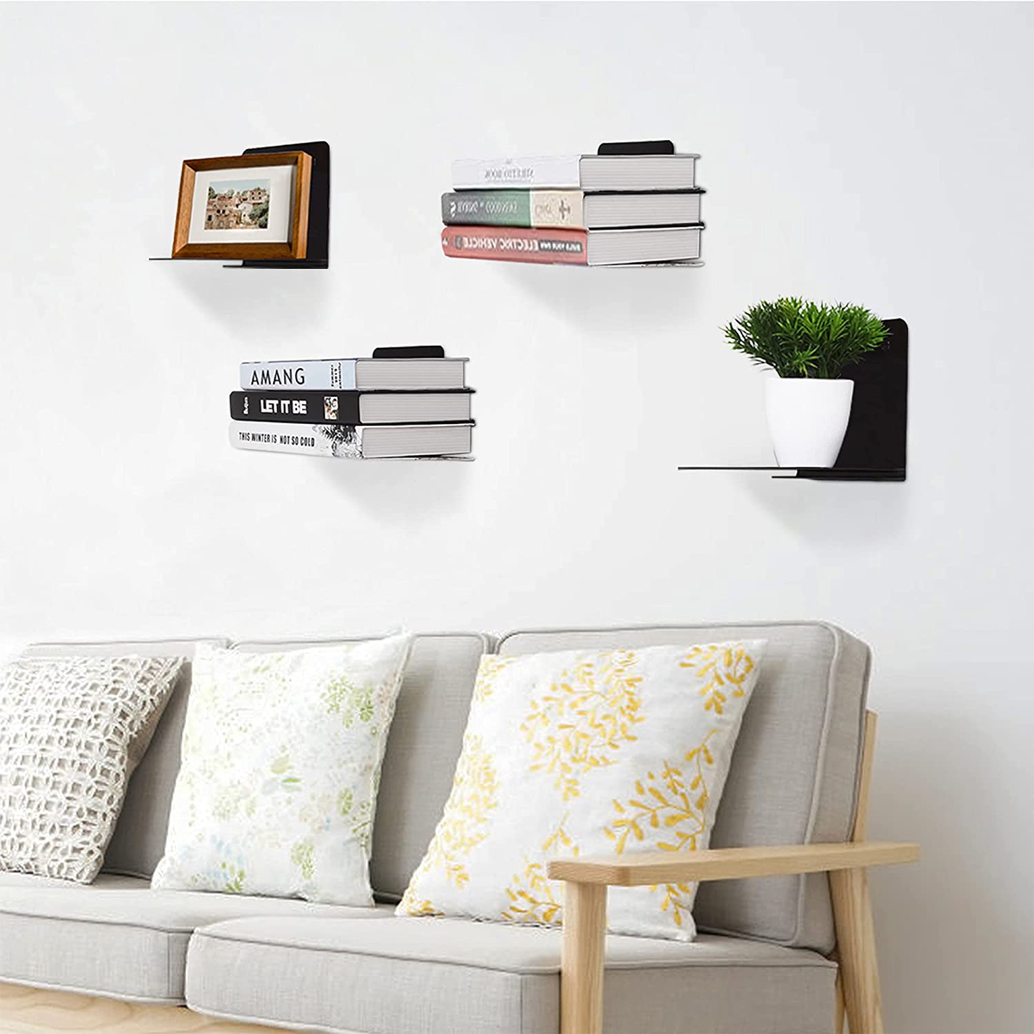 Detachable Metal Floating Bookshelf for Home Library Heavy Duty and Modern Design