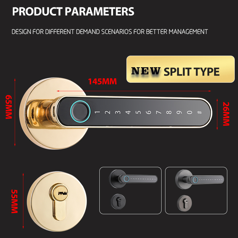 S604L Fingerprint Door Locks Tuya Smart Lock Door Thickness 35mm-55mm