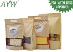 Multiple Uses Waterproof Kraft Paper Zipper Bags Customized Size For Walnuts /