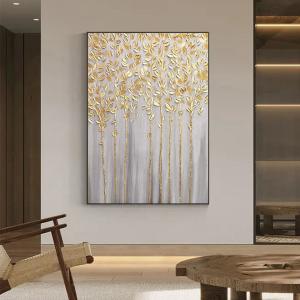 Wholesale Modern Decoration Salon Posters On The Wall Pure Hand Drawn Abstract Oil Painting On Canvas Gold Foil Picture Medium Oil from china suppliers