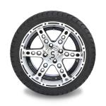 Golf Cart 14'' Machined/Black Aluminum 6 Spokes Rims and 225/30-14 Street Tires