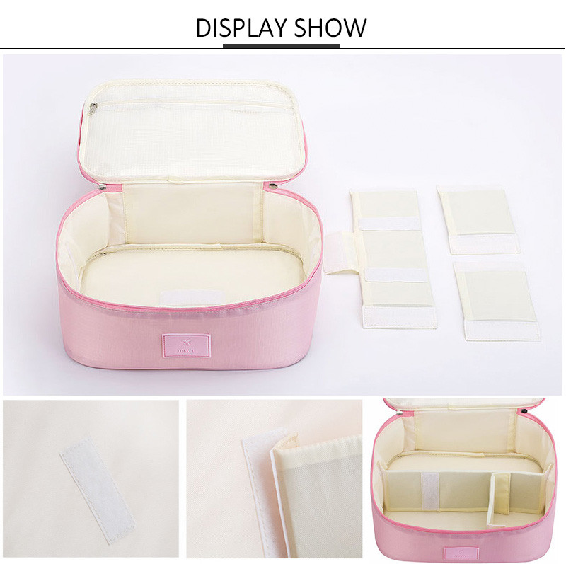 Waterproof Large Polyester Dividers Cosmetics Makeup Bag