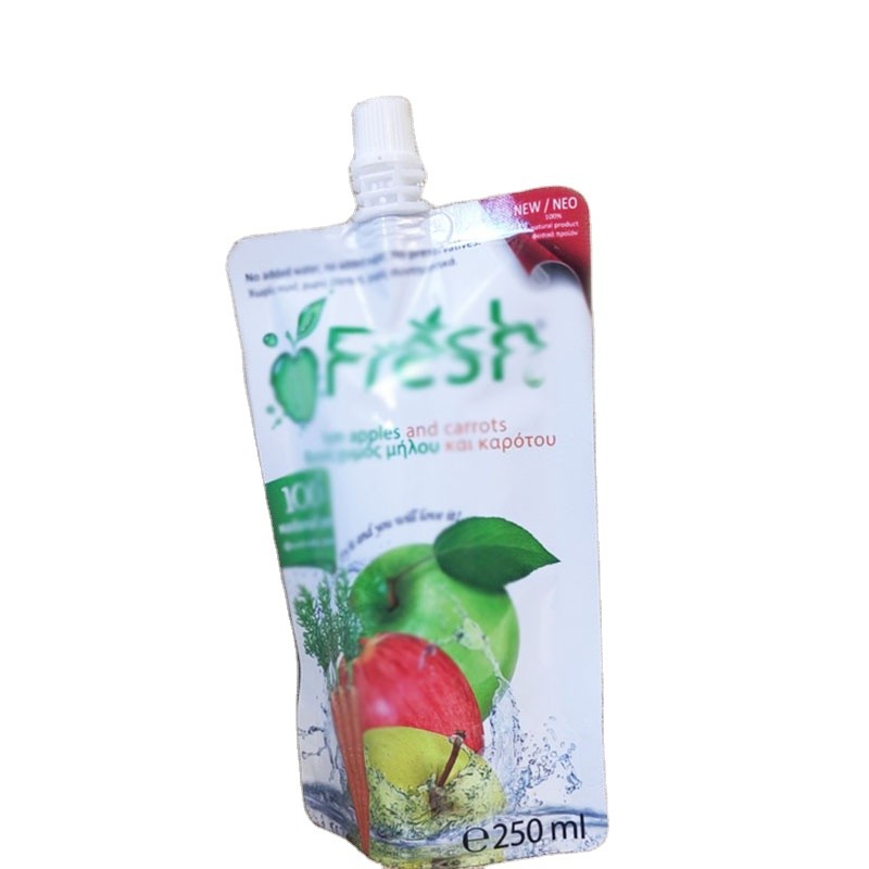 Custom Printed Food Grade Stand Up Spout Pouch Plastic Drinking Water Bag For Fruit Juice