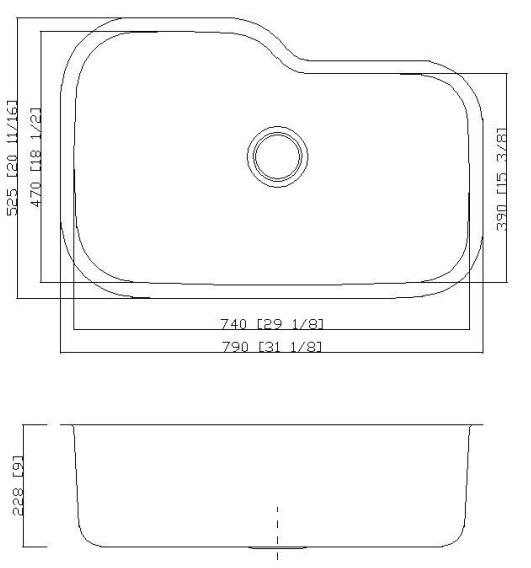 34"L X 20"W Ss Single Bowl Sink , Single Bowl Commercial Sink No Faucet