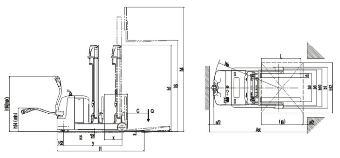 Mast Reach Electric Walk Behind Forklift 1250kg AC Control Low Gravity