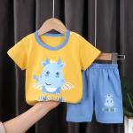 100% Cotton Summer Children's Outfit Sets Short Sleeve T-shirt Set