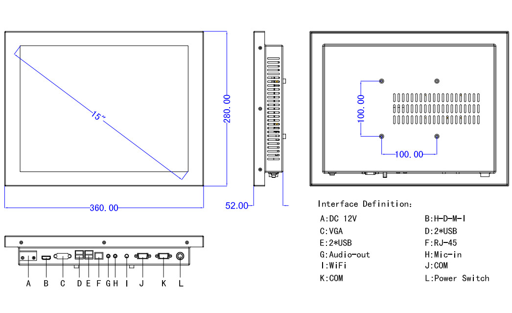 Resistive Industrial All In One Touchscreen PC
