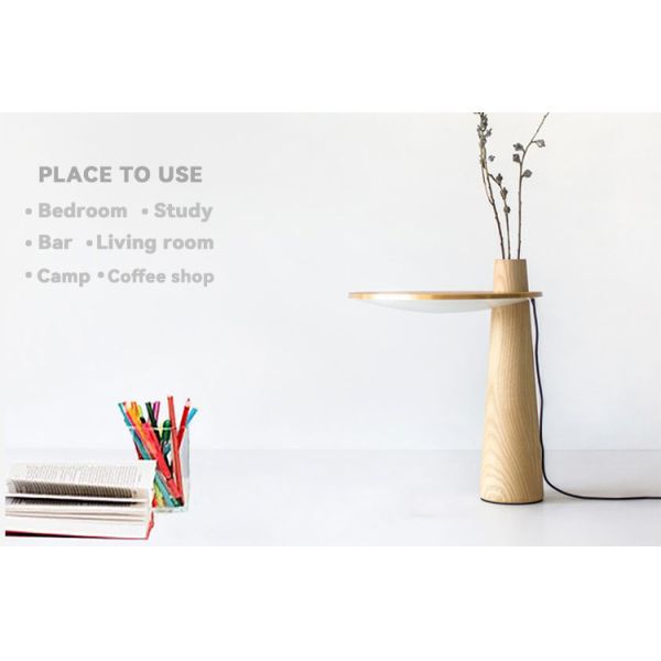 High Quality Mult-color Oak/Bamboo Handmade Modern Desk Lamp Supports Four Lighting Mode for Valentine's Day