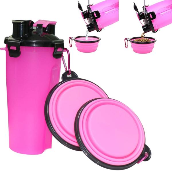 350ml Outdoor Portable Pet Water Bottle Dispenser With 2 Collapsible Silicone
